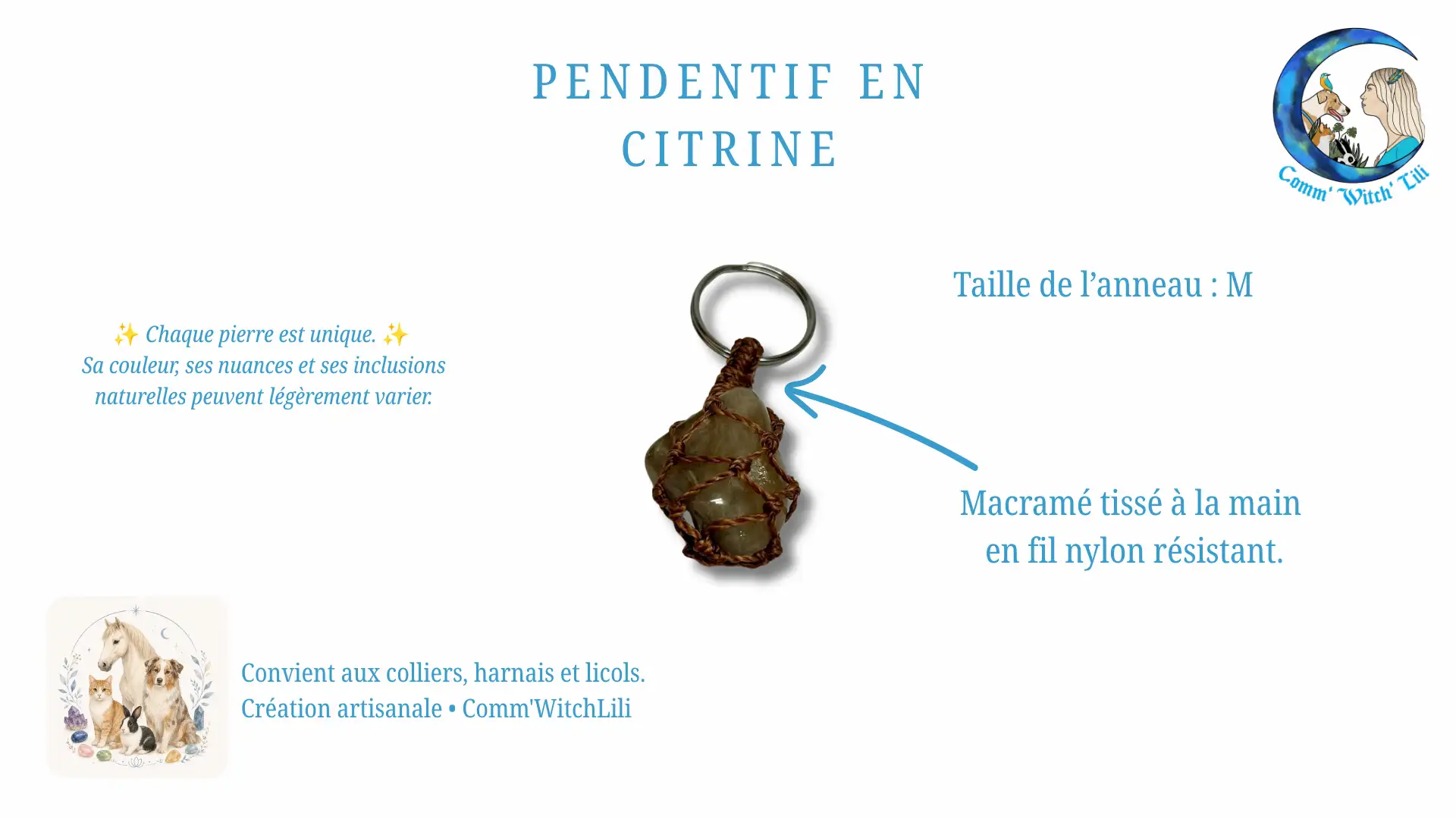 Pendentif en Citrine pour animaux