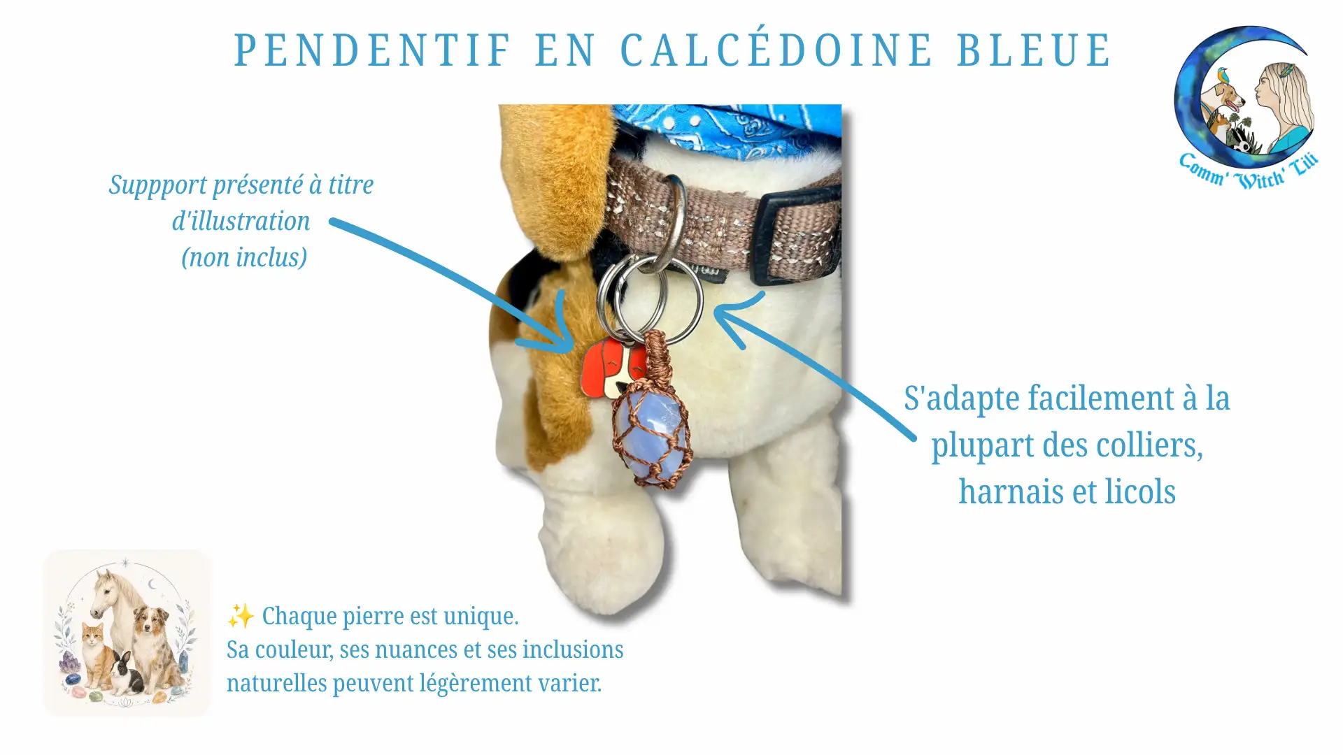 Pendentif en Calcédoine pour animaux