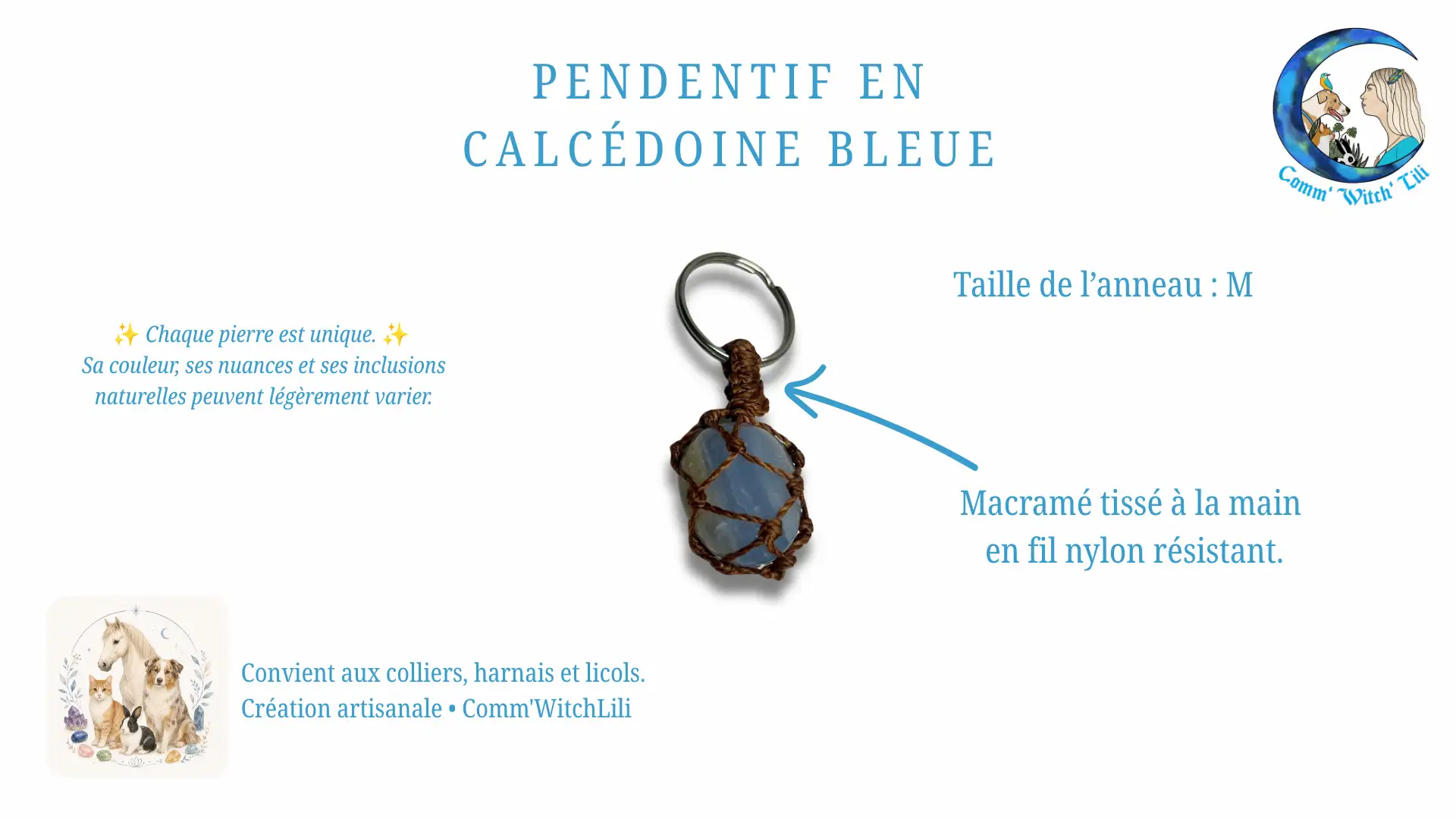 Pendentif en Calcédoine pour animaux