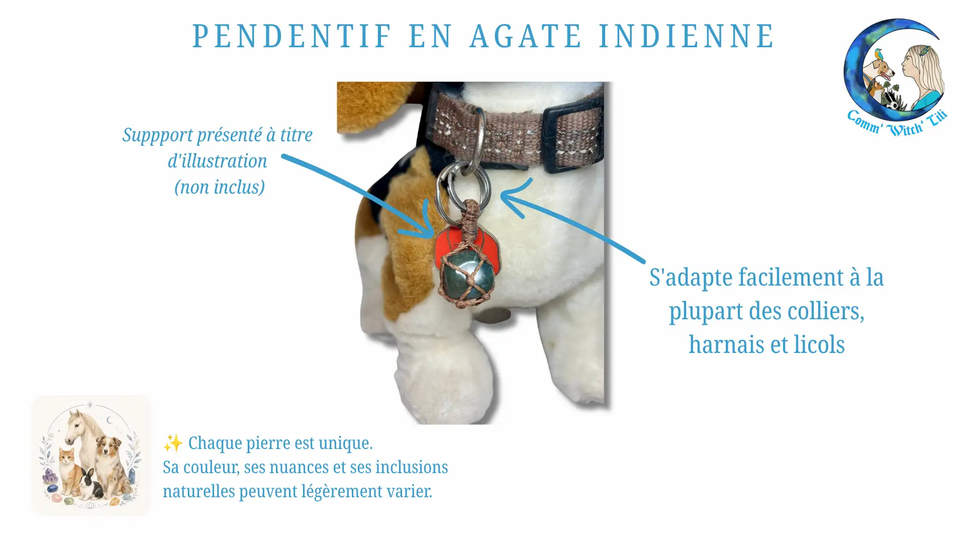 Pendentif en Agate Indienne pour animaux