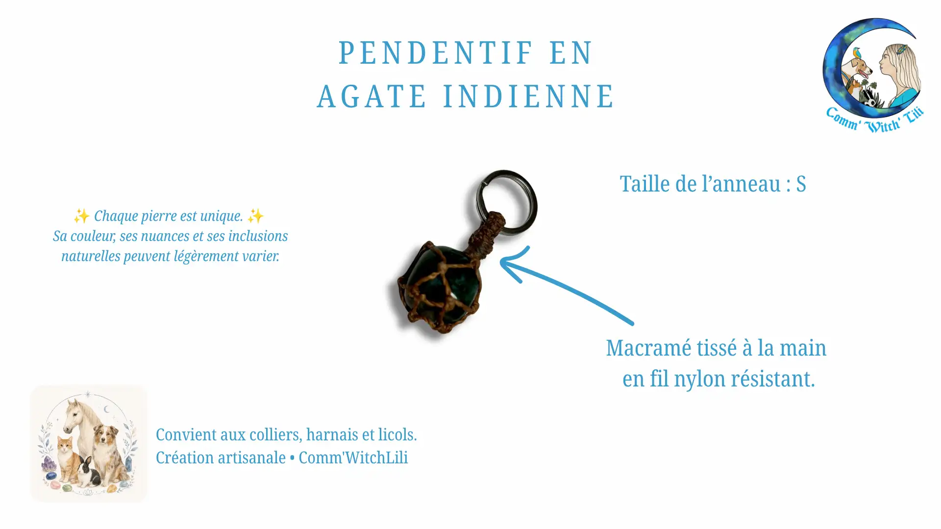 Pendentif en Agate Indienne pour animaux