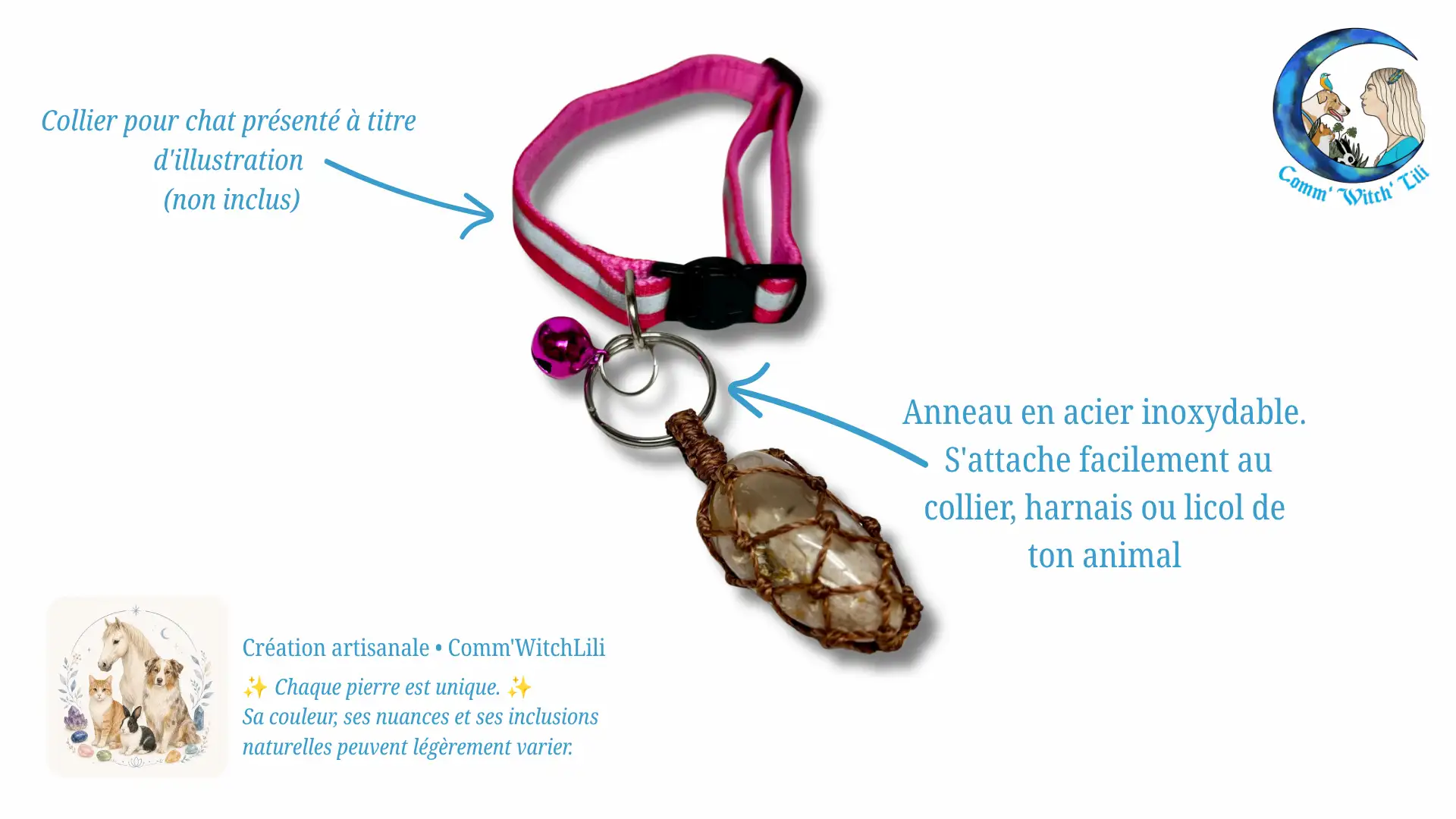 Pendentif en Agate Fleur pour animaux