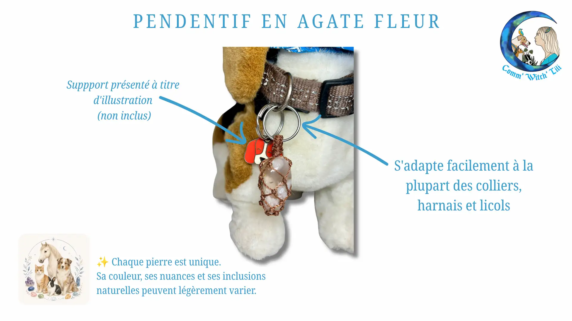 Pendentif en Agate Fleur pour animaux