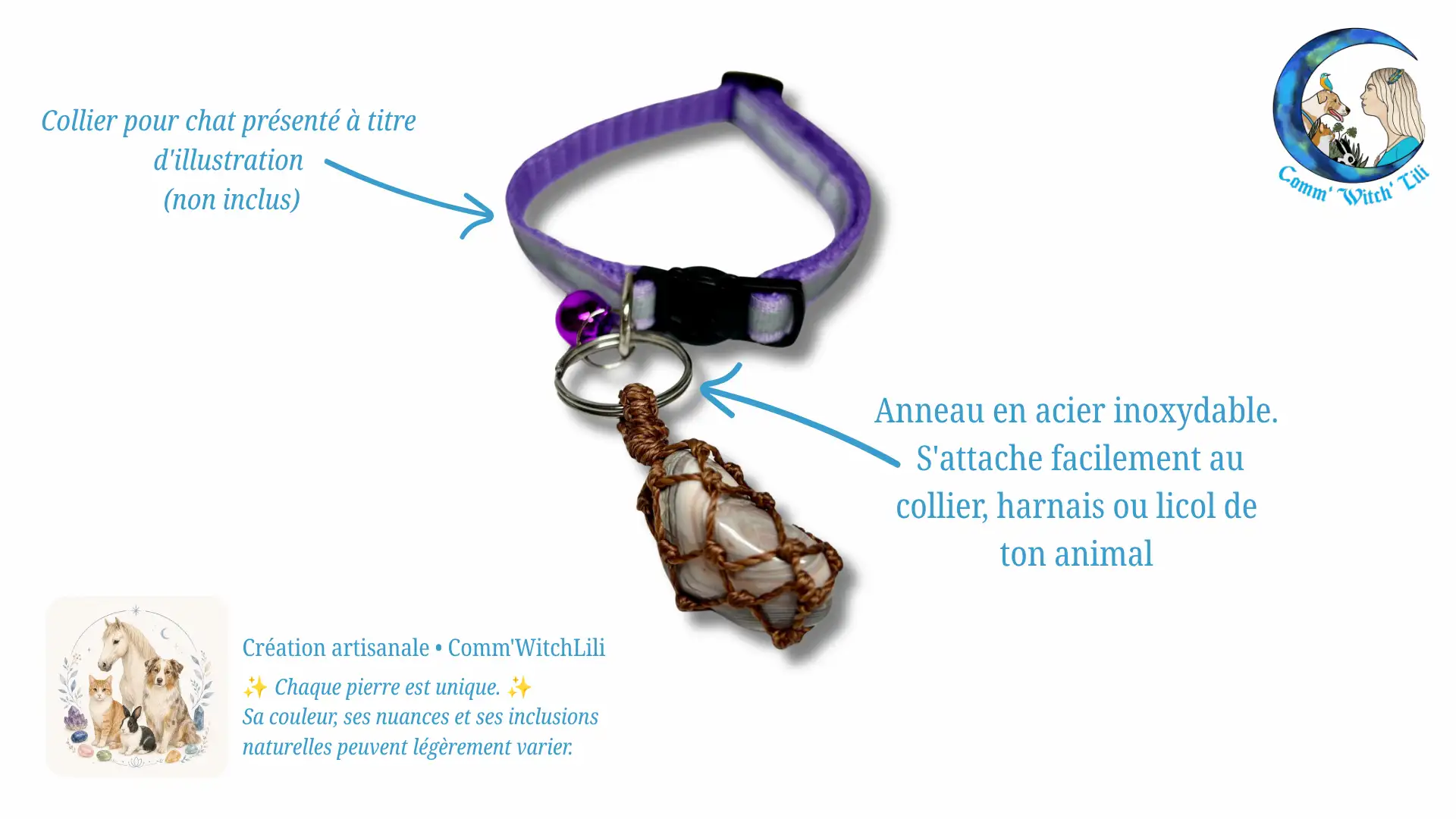Pendentif en Agate Botswana pour animaux