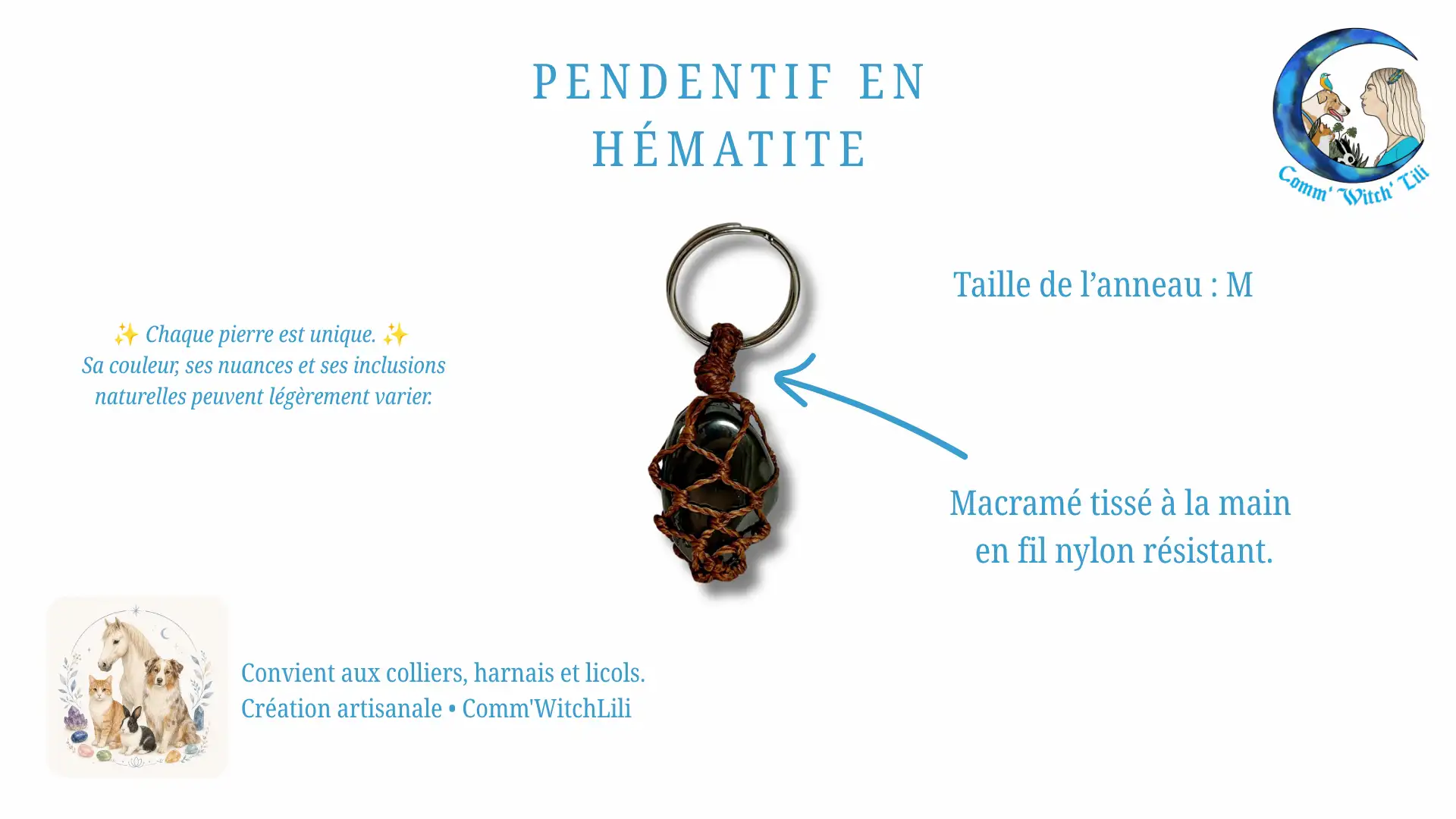 Pendentif en Hématite pour animaux