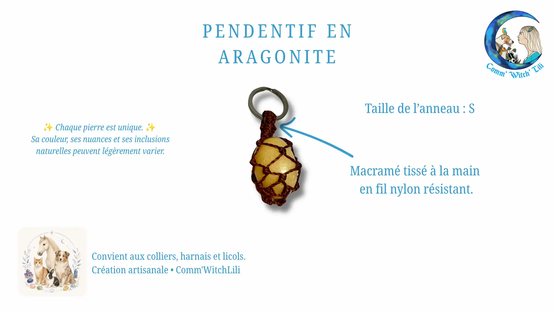 Pendentif en Aragonite pour animaux