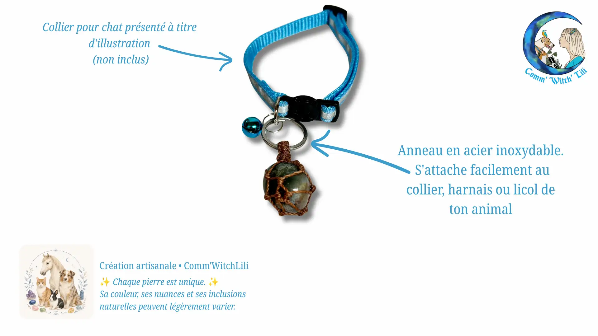 Pendentif en Jaspe Océan pour animaux