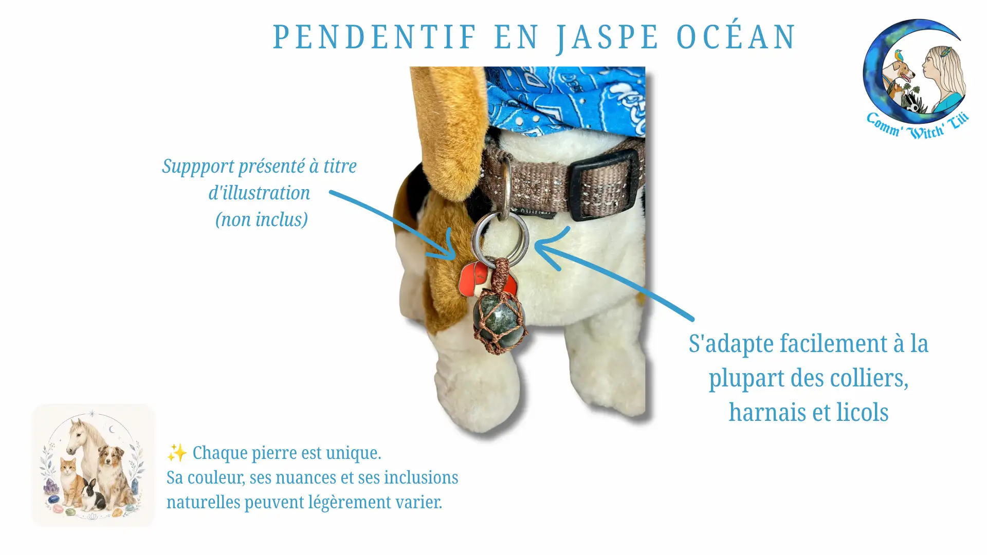 Pendentif en Jaspe Océan pour animaux