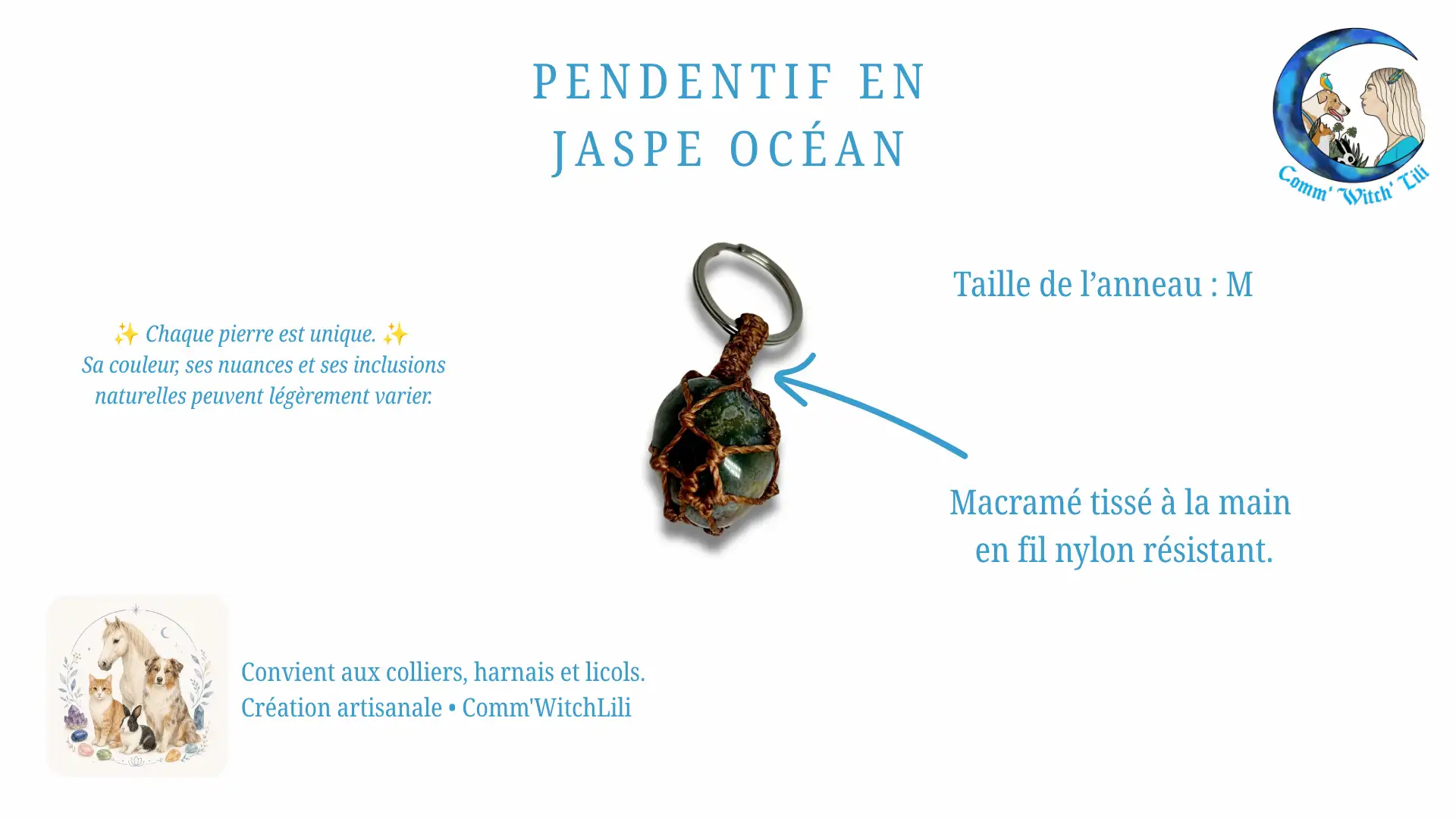 Pendentif en Jaspe Océan pour animaux
