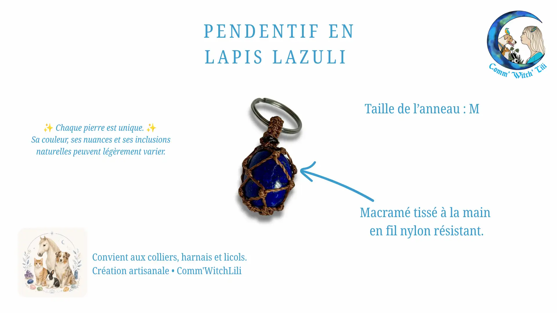 Pendentif en Lapis Lazuli pour animaux