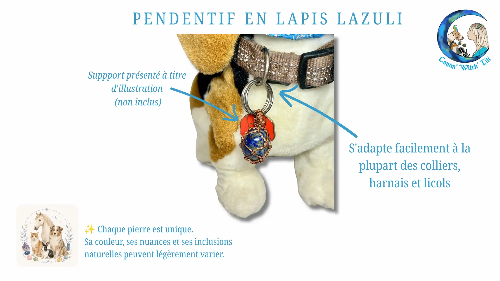 Pendentif en Lapis Lazuli pour animaux