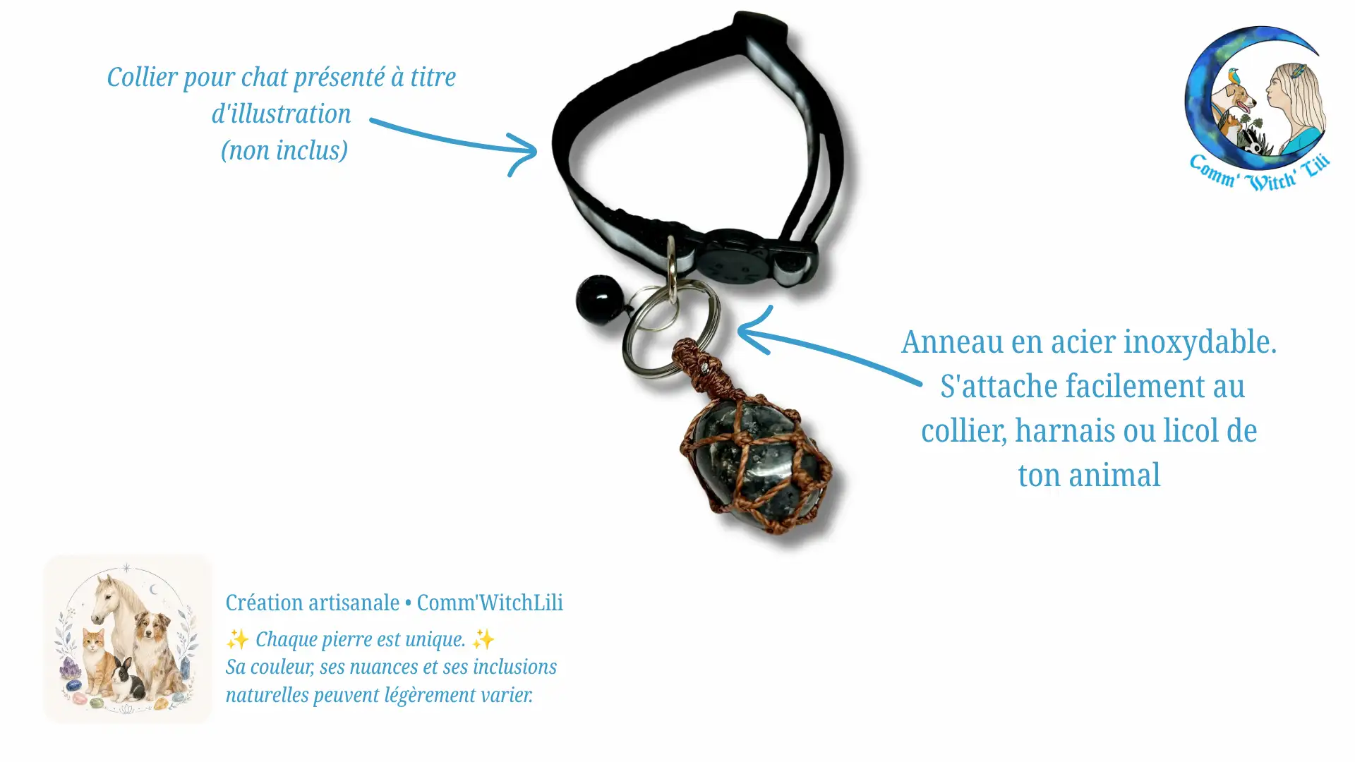 Pendentif en Larvikite pour animaux