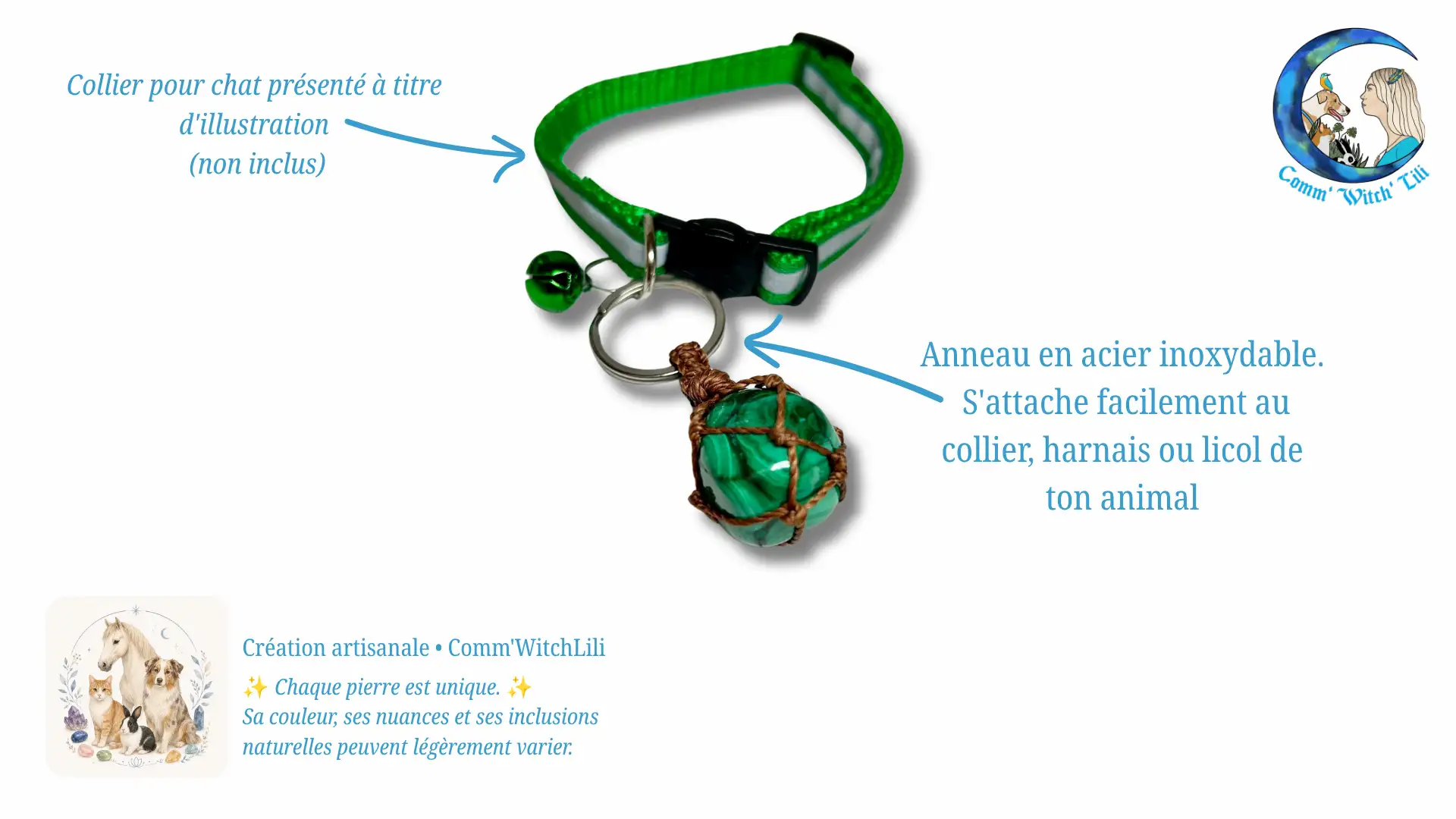 Pendentif en Malachite pour animaux