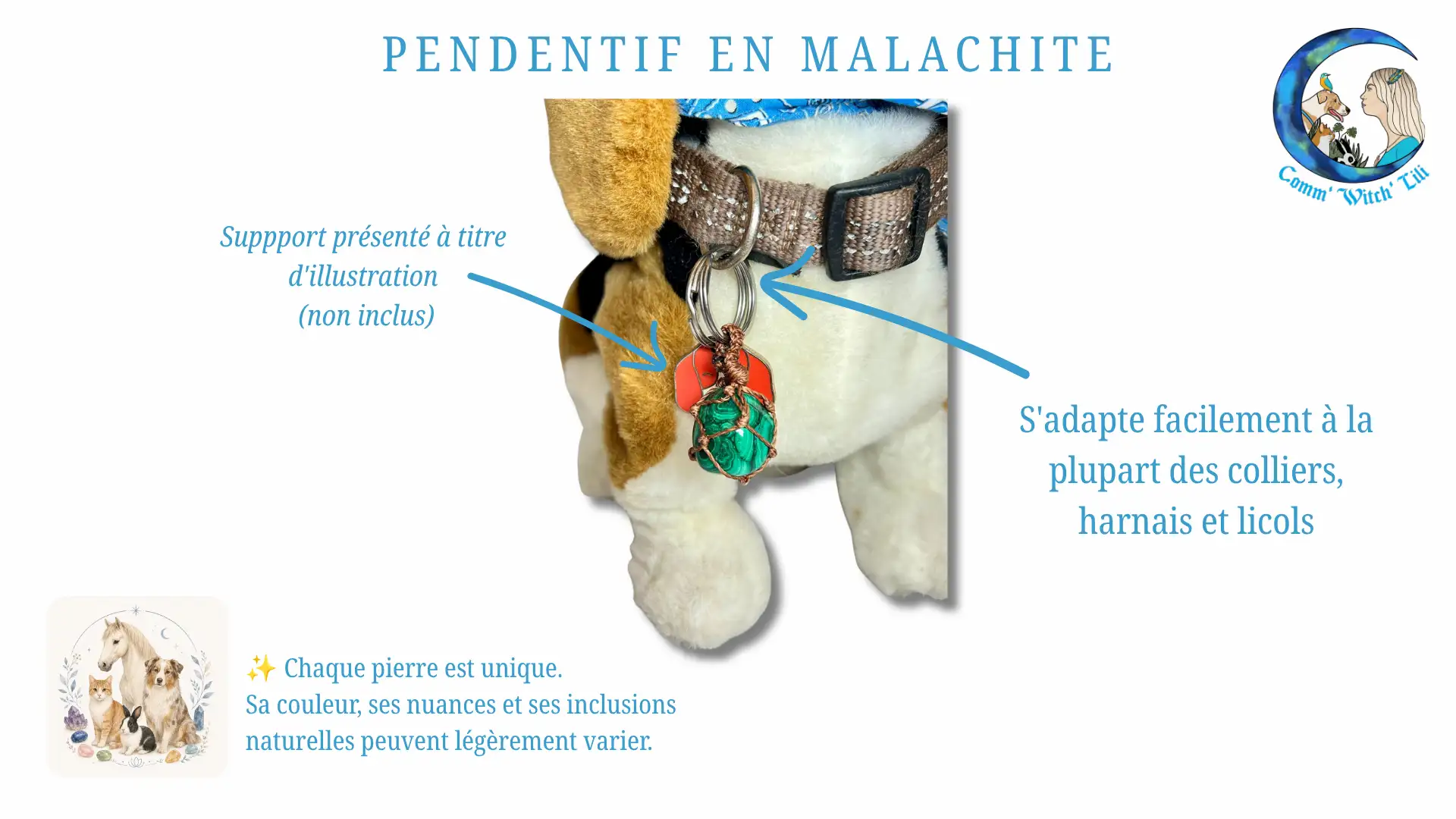 Pendentif en Malachite pour animaux