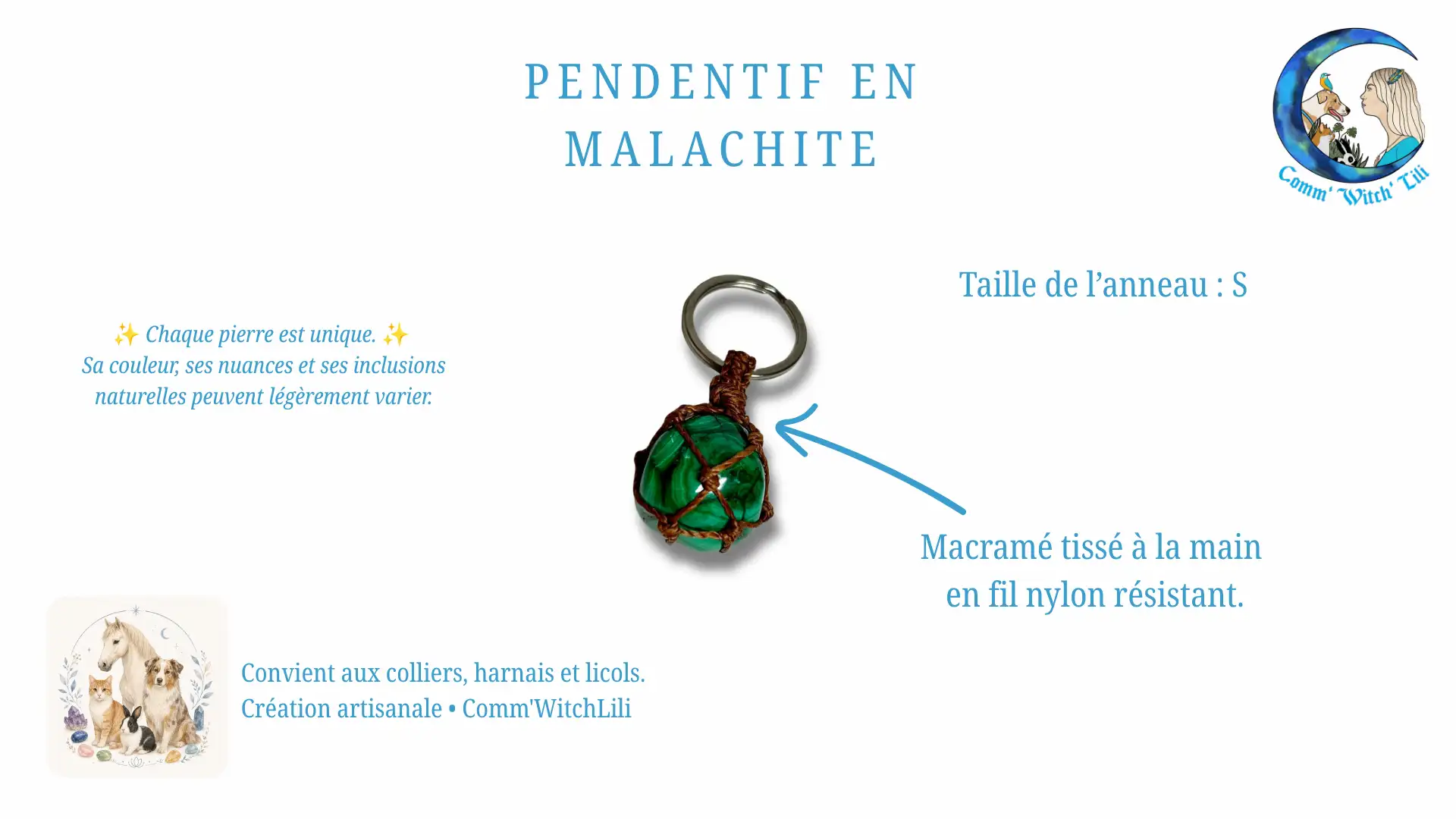 Pendentif en Malachite pour animaux