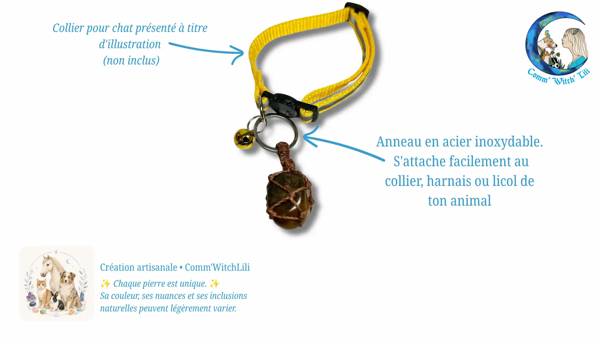 Pendentif en Oeil de Tigre pour animaux