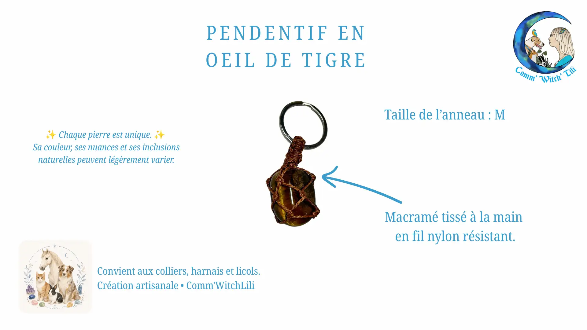 Pendentif en Oeil de Tigre pour animaux