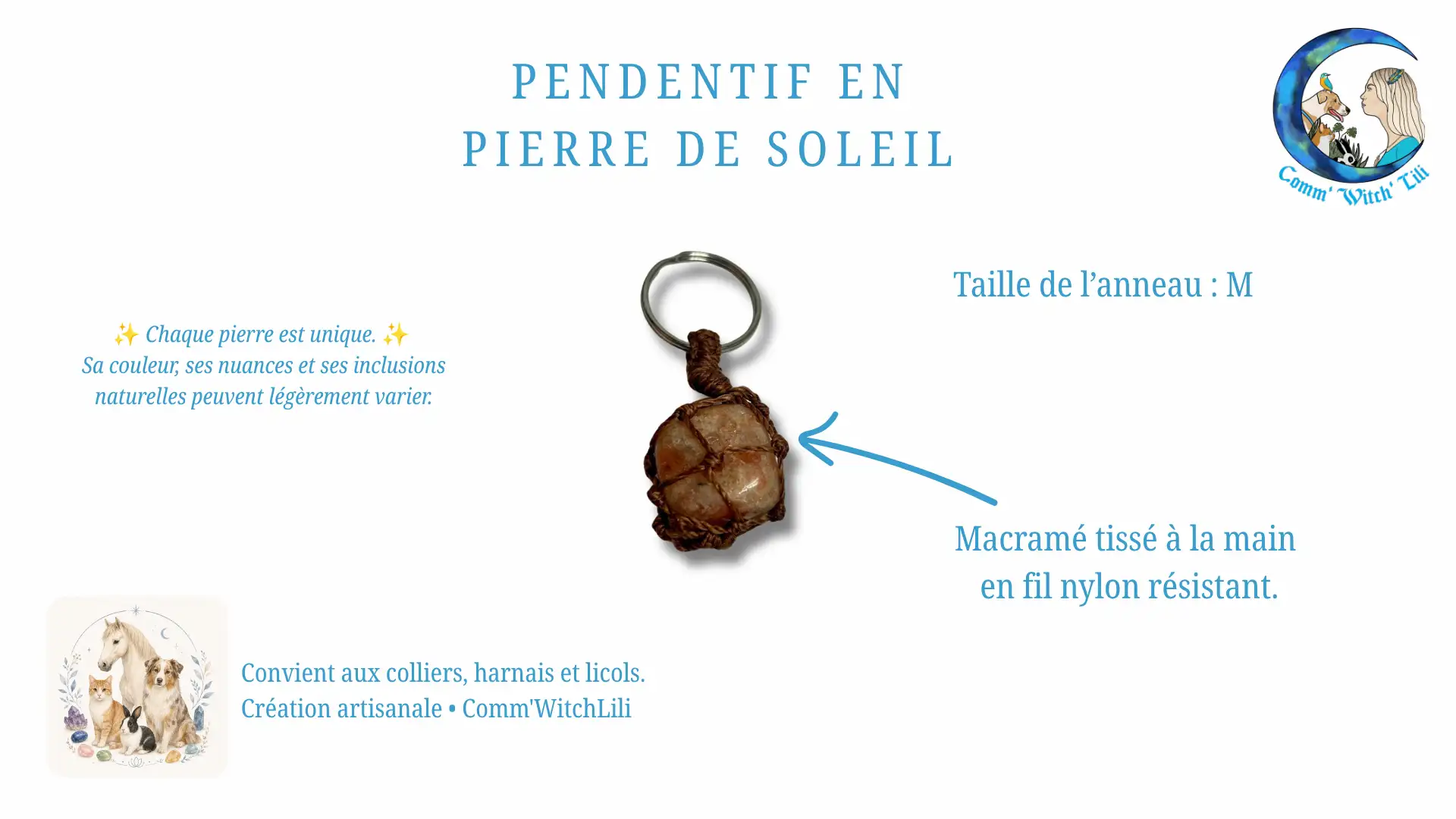 Pendentif en Pierre de Soleil pour animaux
