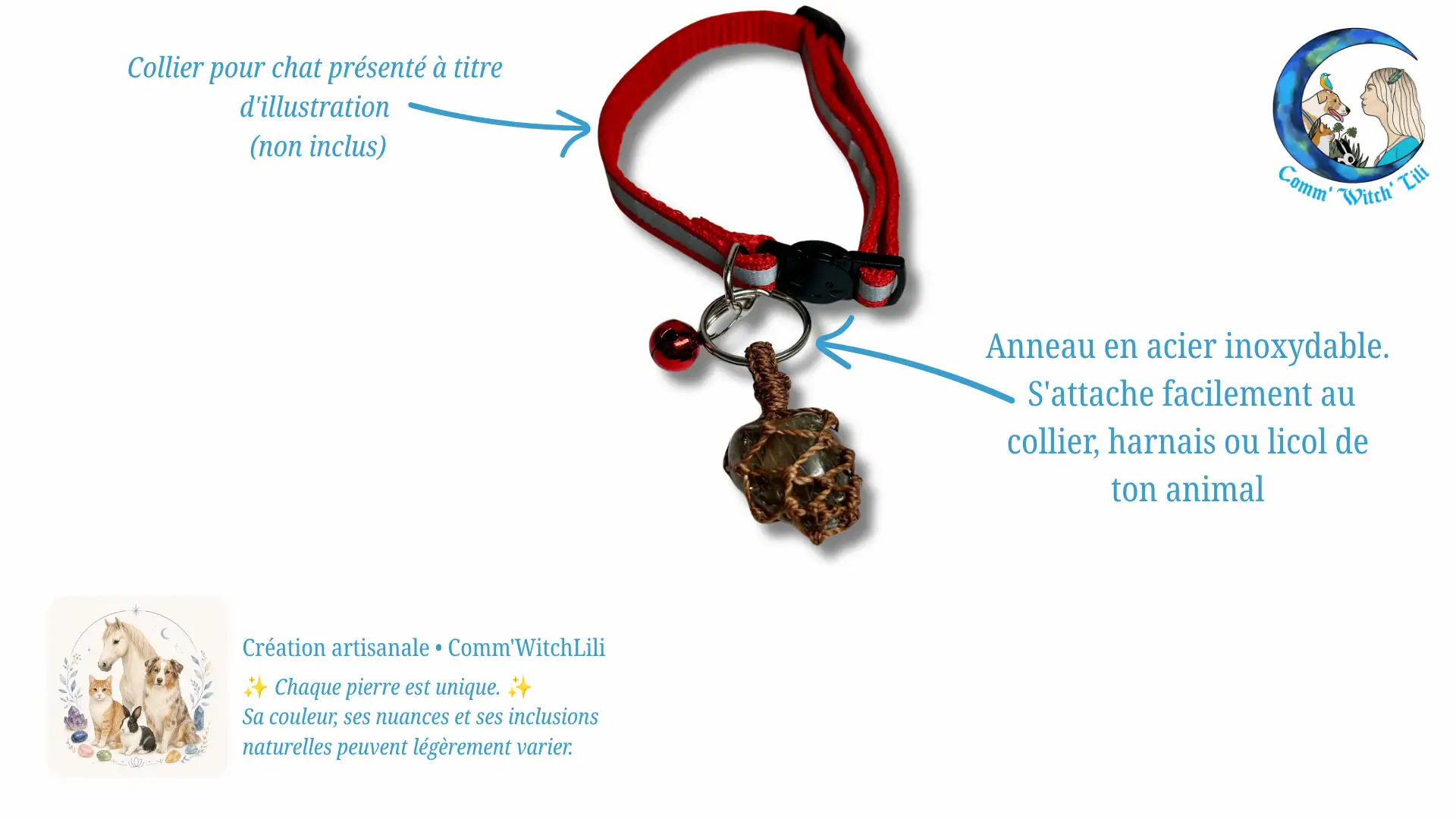 Pendentif en Quartz fumé pour animaux