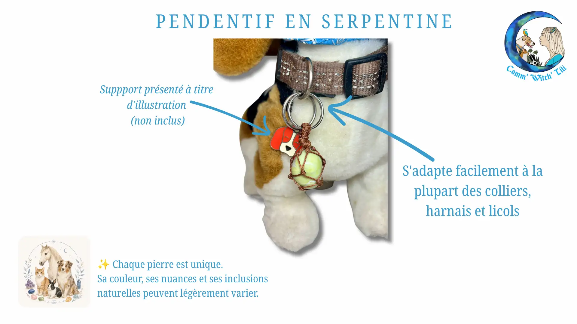 Pendentif en Serpentine pour animaux