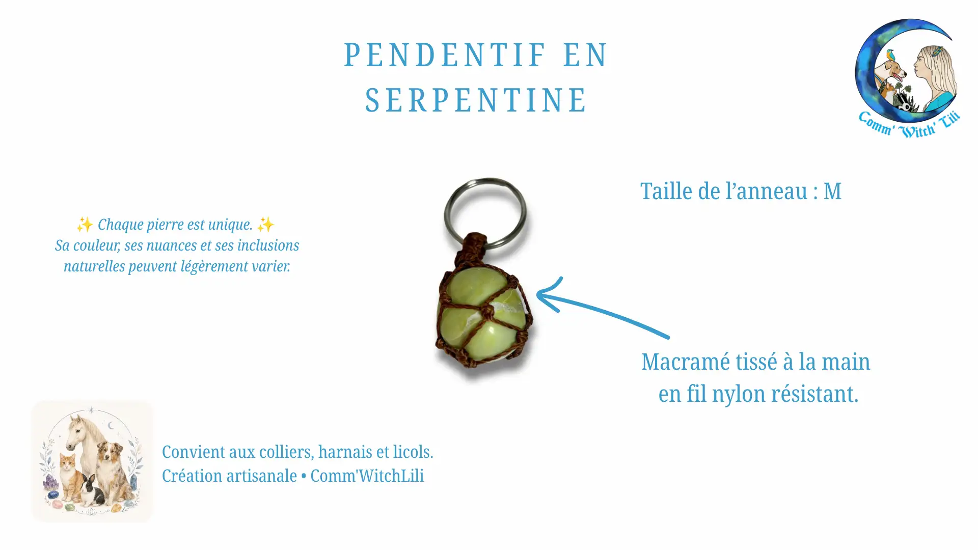 Pendentif en Serpentine pour animaux